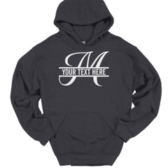 Letter M Monogram Your Text Here Custom Hooded Sweatshirt Funny Humor Hoodie