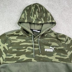 Puma Hoodie Mens Large Green Camo Colorblock Pullover Sweatshirt Military