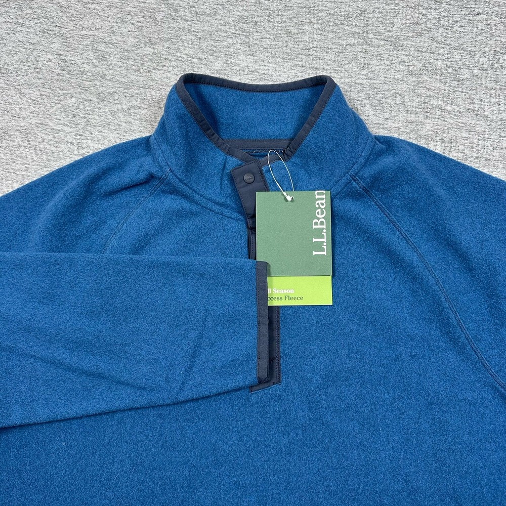 LL Bean Pullover Mens Medium Blue All Season Access Fleece Outdoor Travel NEW