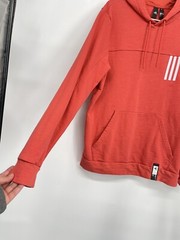 Adidas Medium Pullover Hoodie Mens Coral Red Excellent 3-Stripe Slub Sweatshirt