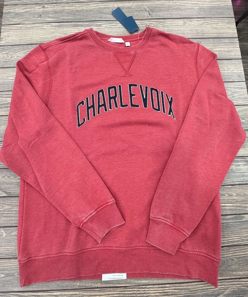 Charlevoix Mens Large Red Crewneck Sweatshirt Cotton Blend Made In China