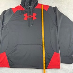 Under Armour Pullover Hoodie Mens Large Black Red Colorblock Embroidered Logo