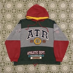 VINTAGE 1990s ATR athletic dept colour block ‘1955’ Pullover Hoodie Size M