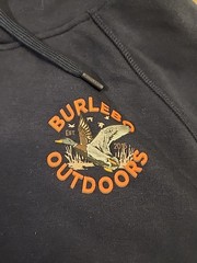 BURLEBO Men’s Midweight Fleece Hoodie Sweatshirt size XL Navy Blue Hunting Duck