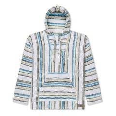 Drug Rug Baja Hoodie | White Mexican Poncho Soft Inner Lining S, M, L, XL, XXL