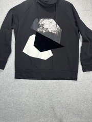 H&M Men’s Black & White Cloud Graphic Sweatshirt Hoodie Funnel Neck Sz Large