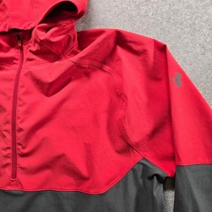 Under Armour Threadborne Mens XL Red Gray 1/4 Zip Hoodie Jacket 1306419 633