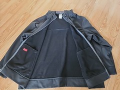 Russell Mens Hooded Jacket Full Zip Fleece Lined Black Inside Pockets Size 3XL