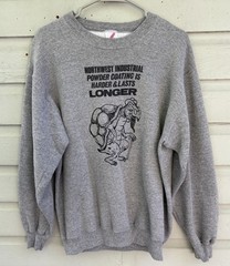 Vintage 80s Jerzees Rayon Tri Blend Heather Gray Graphic Print Sweatshirt XL USA