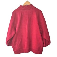Vintage LL Bean Mens XL Deep Red Quarter Zip Fleece Pullover Sweatshirt Classic