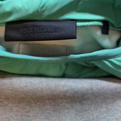 Essentials Dark Heather Oatmeal With Teal Neckline In Size Large