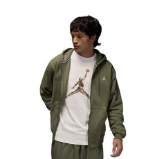 NIKE Air Jordan Size L Brooklyn Fleece Full-Zip Hoodie Olive (FV7289 222)