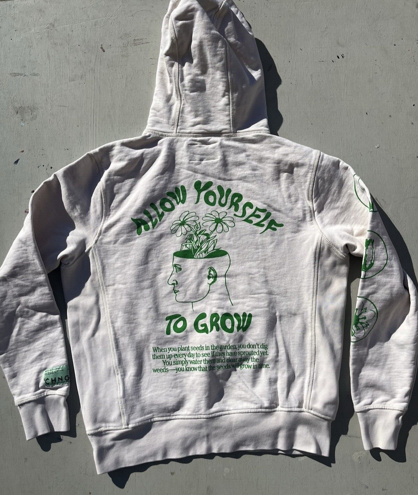 Men’s CHNGE Hoodie White Grow Learn S BOHO Hippie Spiritual Manifest Sustainable