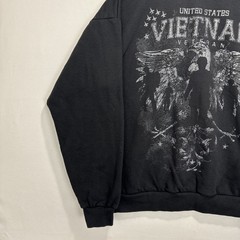 VTG Y2K US Vietnam Veteran Graphic Sweatshirt Mens L Black Made in USA Fleece
