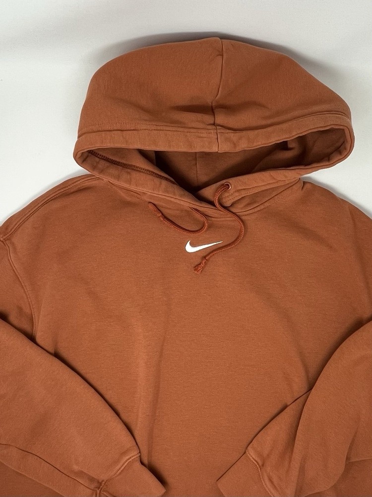 Modern Nike Center Swoosh Burnt Orange Hoodie Sweatshirt (S)