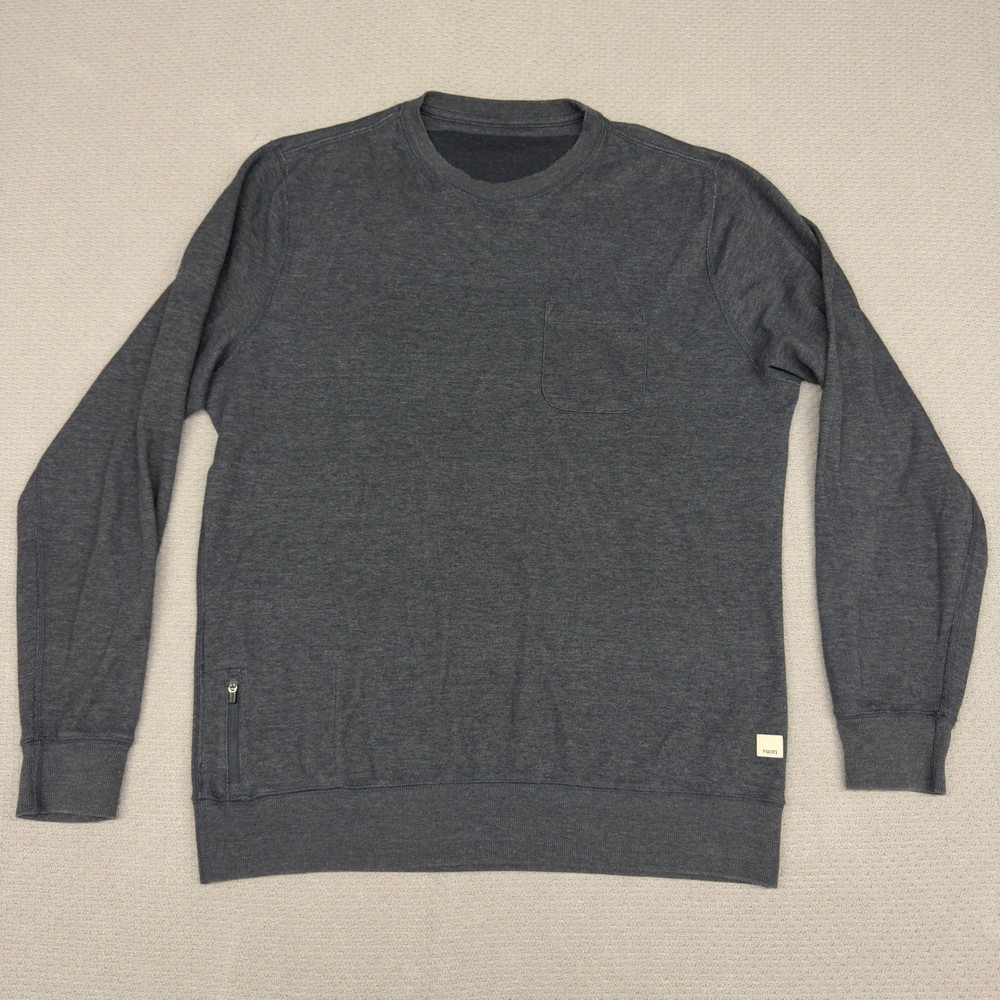 Vuori Jeffreys Pullover Crewneck Sweatshirt Mens Large Pocket Gray Knit V218