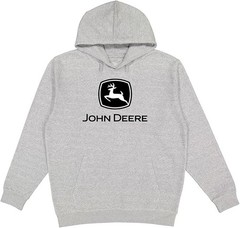 John Deere Hooded Sweatshirt, Heather Grey with Black Logo, Large