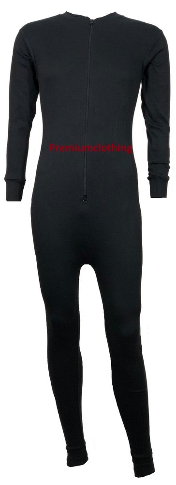 Mens All In One Baselayer Thermal Jumpsuit Playsuit Underwear BodySuit Zip up