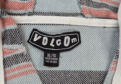 Volcom Baja Hoodie Mens XL Blue Coral Striped Woven Cotton Pullover Poncho