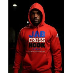adidas Boxing Jab Cross Hook Red Hoodie Sweatshirt Men Size Small