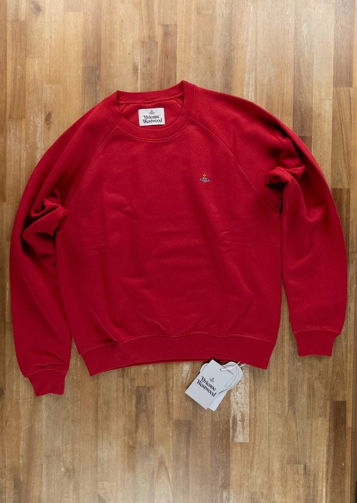 (NO CUSTOMS TAX) VIVIENNE WESTWOOD red sweatshirt w orb logo embroidery Medium