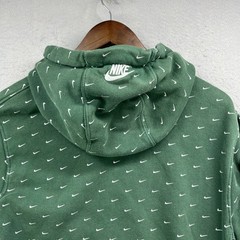 Nike Hoodie Mens S Green All Over Swoosh Print Fleece Sportswear Sweatshirt