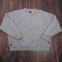 Adidas Sweatshirt Mens XL Gray V Neck Pullover Lightweight Zip Pockets Lined