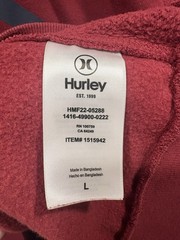 Hurley Mens Sz L Red Maroon Hoodie Sweatshirt Fleece Pullover Surf Y2K Graphic