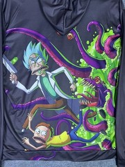 Rick & Morty Lightweight Hoodie Adult Size XL Purple Green Polyester Pullover