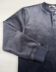 Marine Layer Velour Corduroy Henley India Ink Sweater Blue Stretch Men M $98 NWT