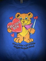 Fall Out Boy Sweatshirt ~ Blue Crew Neck Teddy Bear Lover Dagger SMALL