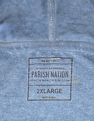 Parish Nation 2XL Blue Zip Hoodie PRSH 0506 Logo 100% Cotton Made in India