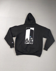 Champion Men Sweatshirt XL Black Logo Hooded Kangaroo Pocket Pullover Workout