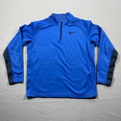 Nike Therma Fit Sweatshirt Men Large 1/4 Zip Training Top Blue Pullover Gym