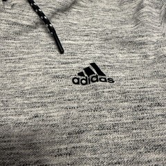 Adidas Essentials Pique Drawstring Hoodie Heather Grey BS3232 Men’s Large