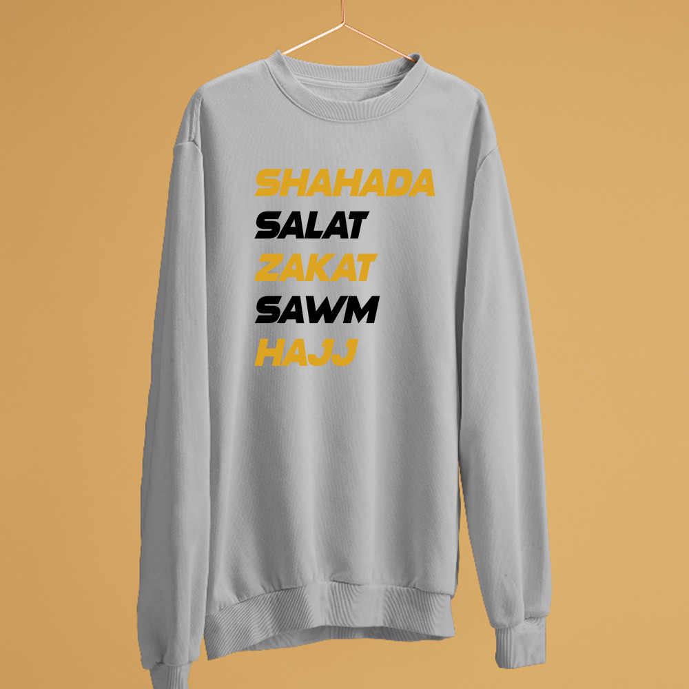 Five Islamic Pillars Sweatshirt Shahada Salat Zakat Sawm Hajj Muslim Faith