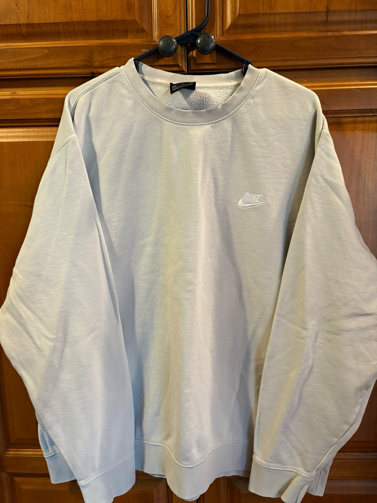 Nike Men’s 2XL Cotton Blend Fleece Crew Neck Pullover Sweatshirt Gray Logo