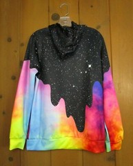Casual Graphic Print Colorful Galaxy Paint Unisex Sweatshirt Hoodie Size SM