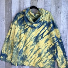 NWT Sandro Tie Dye Cotton Hoodie Mens Size XL Blue Yellow Luxury Designer $265