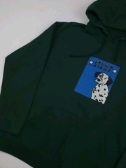 Stunt Dalmatian Dog Print Hoodie Sport Skate Green Multicolor 365 CUT SLEEVES