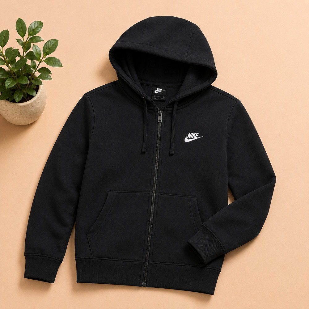 NWT Nike Sportswear Club Fleece Full-Zip Hoodie Men’s M Black/White