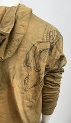 Key Closet Khaki Full Zip Y2K Tie Dye Distressed Graphic Hoodie Size L Deadstock