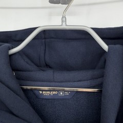 BURLEBO Men’s Midweight Fleece Hoodie Sweatshirt size M Navy Blue Hunting Duck