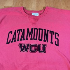 Vintage Champion Reverse Weave WCU Catamounts Sweatshirt L Coral Salmon Y2K