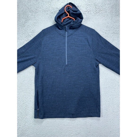 VRST Shirt Mens Medium Blue Quarter Zip Pullover Hooded Activewear Long Sleeve