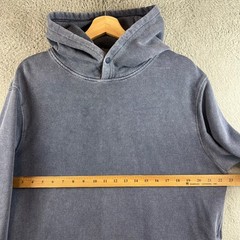 Outerknown Mens Hemp Organic Cotton Pullover Hoodie Blue Snap Neck Size L