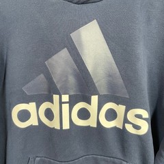Adidas Hoodie Mens L Essentials Big Logo Navy Blue Fleece Pullover