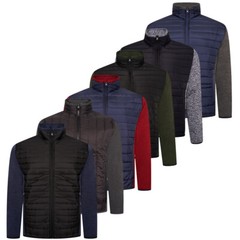 Mens Hybrid Jacket Fleece plain pockets full Zip Anti Pill Work Casual Heavy Top