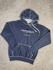 Universal Studios Hoodie Mens M Blue Pullover Fleece Hooded Pockets Logo