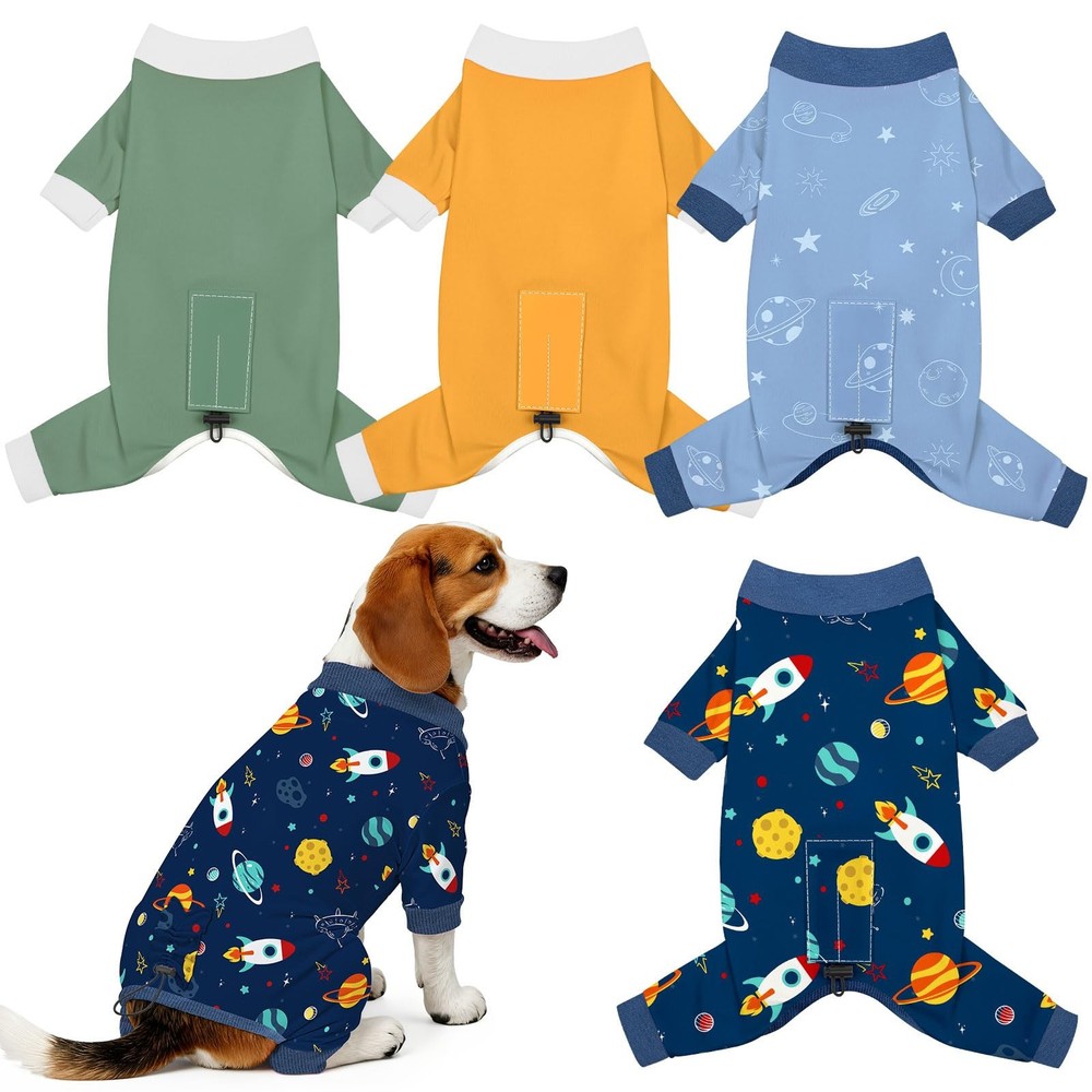 4 Pack Dog Pajamas Pet Costumes Dog Jammies Bodysuits Sweatshirt Adjustable Brea